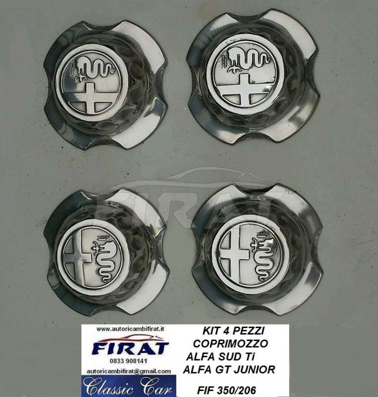 4 Tappi Coprimozzo per Alfa Romeo 147 156 GT Giulia 2016 Mito 50mm