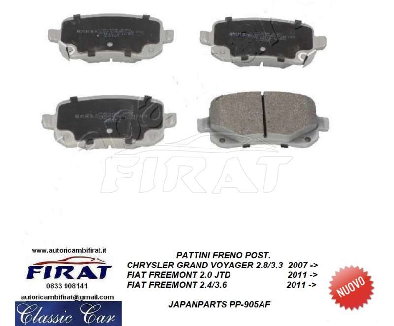 PATTINI FRENO FIAT FREEMONT - GRAND VOYAGER POST. (PP905AF)