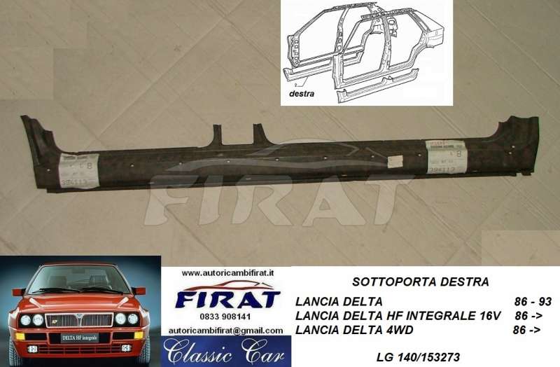 Sous-porte Extérieur Gauche Pour Lancia Delta Integrale Evo 4WD - Pièce Vintage Neuve